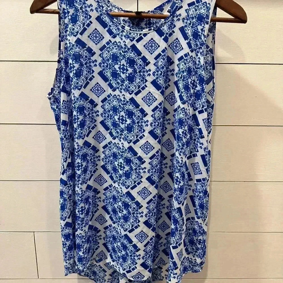 The Limited Women's S Blue White Porcelain Pattern Knee Shift Dress Sleeveless - Picture 1 of 5